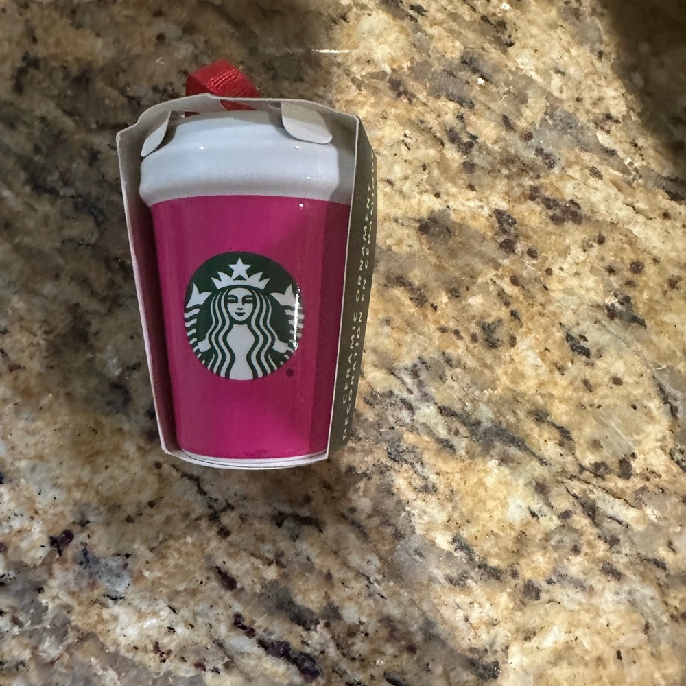 Starbucks Hot Pink Ceramic Christmas Ornament